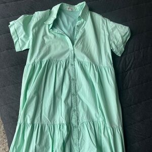 Mint Green Button-Up Dress
